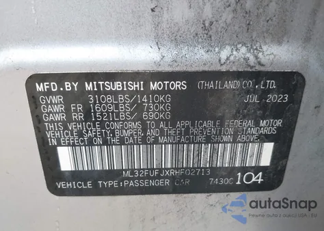 2024 Mitsubishi Mirage G4 Black Edition from USA, damaged, VIN ML32FUFJXRHF02713
